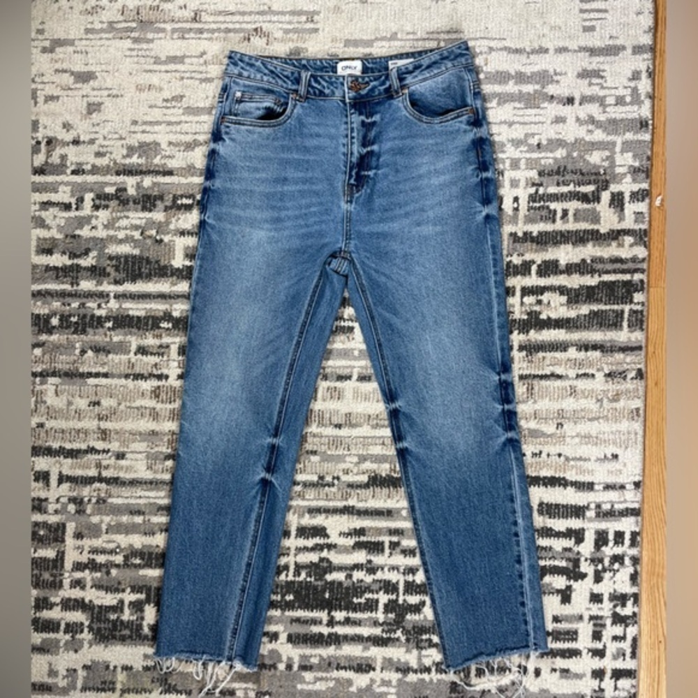 ONLY Erin High Waisted Straight Leg Blue Jeans Size 30 Cotton - Picture 3 of 13